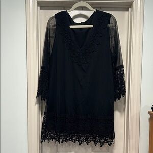 Alfani Black Lace Trim Top